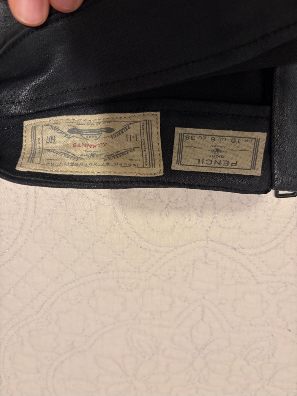 All Saints Pencil Skirt Women coated canvas Black